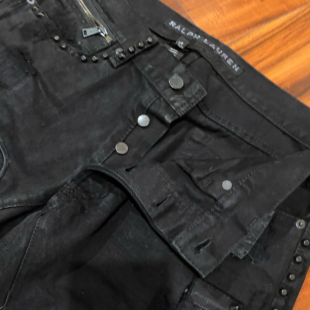 Ralph Lauren Black Label Waxed Moto Patchwork Jea… - image 7